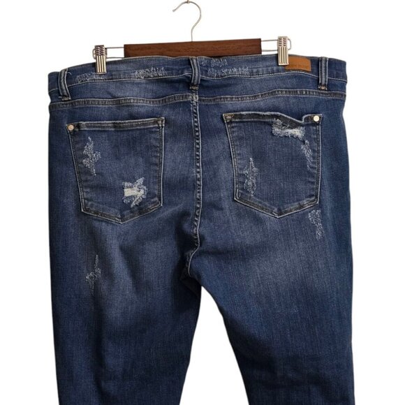 Judy Blue Leopard Print Patch Distressed Skinny Fit Jeans Sz 3XL - Picture 4 of 10